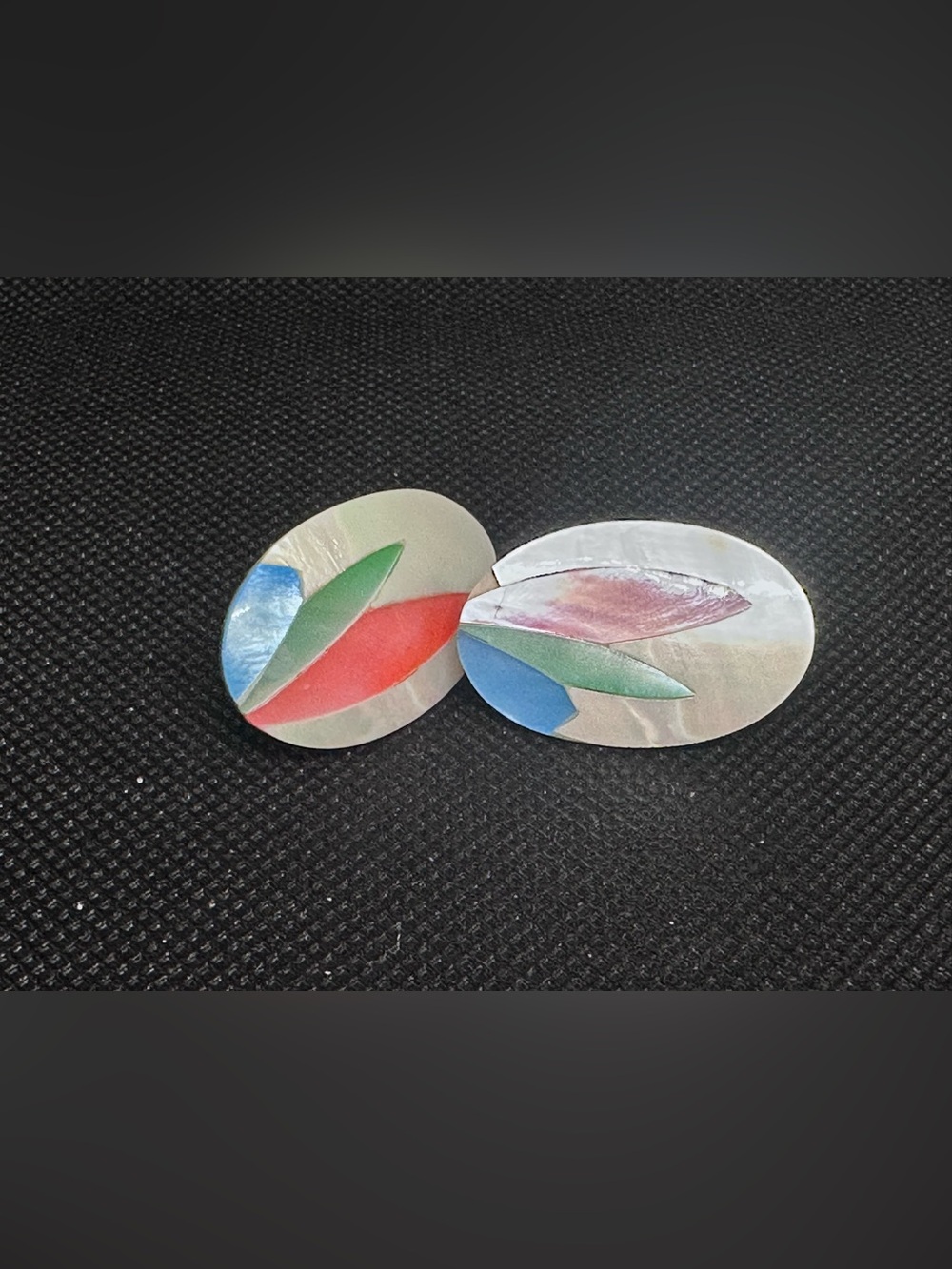 Colorful Mother Of Pearl Abstract Oval Earrings